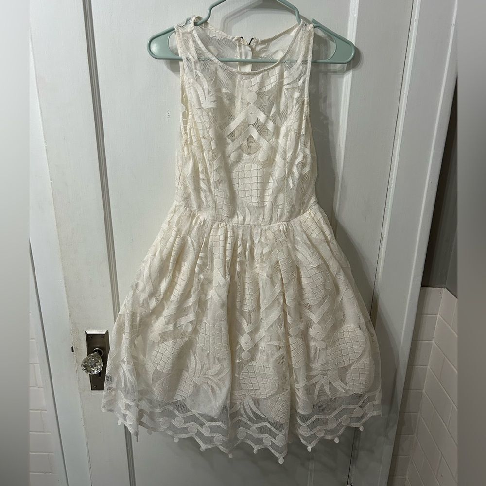 Anthropologie White Lace Formal Dress